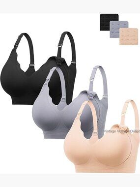 3 Seamless Wireless Nursing Bras Maternity Bralettes Push Up Full Coverage